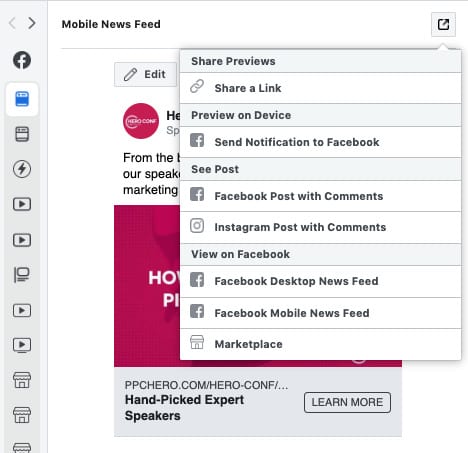Facebook Ads Preview