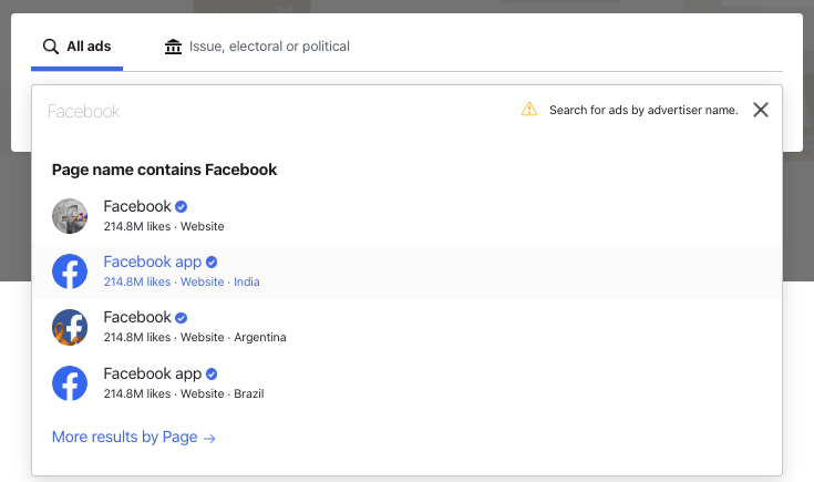 Facebook Advertising Ad Library